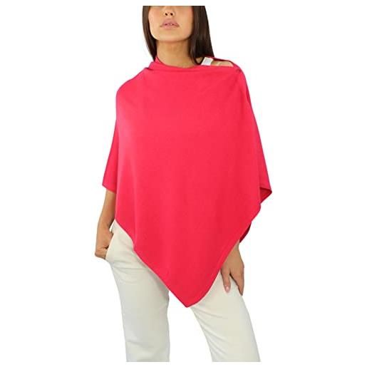Win's poncho da donna in cashmere misto - made in italy, rosa pallido, taglia unica