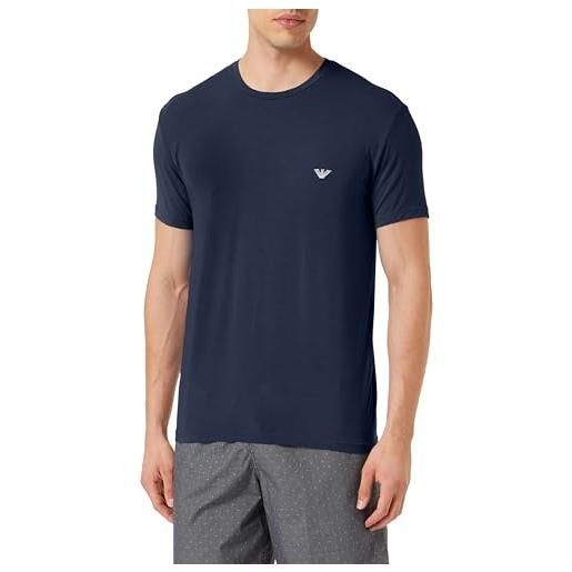 Emporio Armani maglietta da uomo con scollo a v soft modal t-shirt, blu marino, m