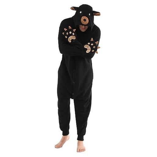 Dodheah pigiama unisex orso adulto onesie costume cosplay animale di halloween tuta di natale pigiama nero xxl