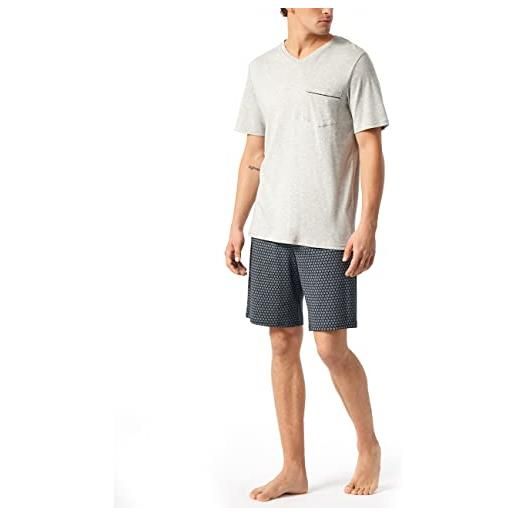 Schiesser schlafanzug kurz set di pigiama, grigio mélange, 48 uomo
