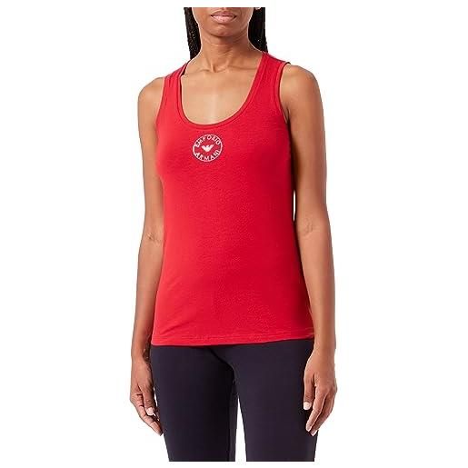 Emporio Armani logo da donna tank essential studs t-shirt, rosso rubino, s