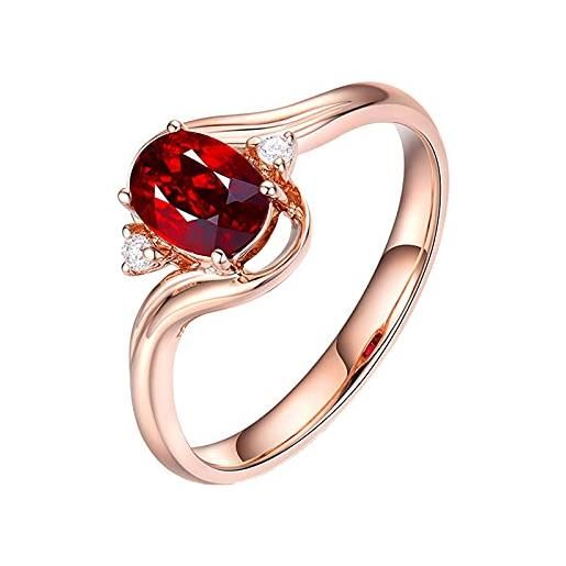 Epinki anello donna in oro rosa 18k rubino 0.33ct rosso ovale con diamante bianco contorto anelli di fidanzamento misura 13