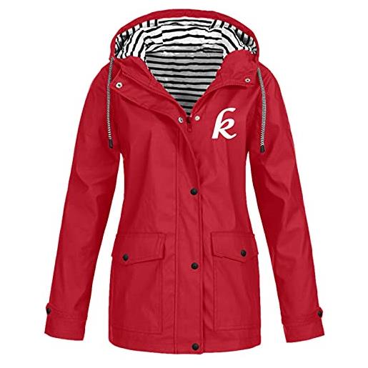 XTBFOOJ giacca antivento donna trekking giacca di pelle 10 anni alla moda con cappuccio, giacca a vento leggera a maniche lunghe con zip e coulisse, impermeabile con