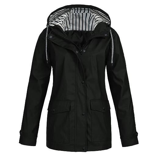 XTBFOOJ giacca a vento ragazza invernale da donna alla moda con cappuccio, giacca a vento leggera a maniche lunghe con zip e coulisse, impermeabile con tasche giacca