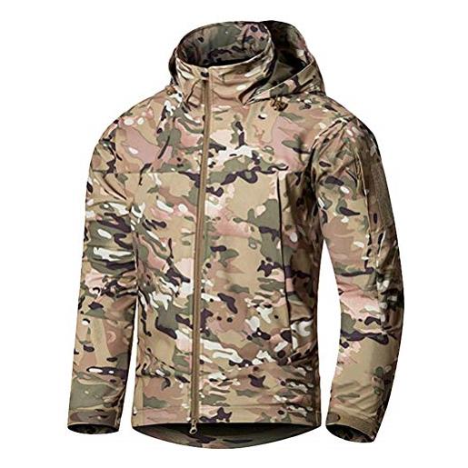 KJHSDNN uomo tattico camouflage softshell giacca impermeabile antivento militare combat cappotto giubbotto con cappuccio outdoor trekking caccia outerwear