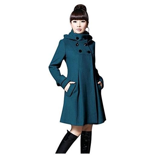 Jitong donna cappotto lungo con cappuccio giubbotto trench giacca maniche lunga jacket blu s