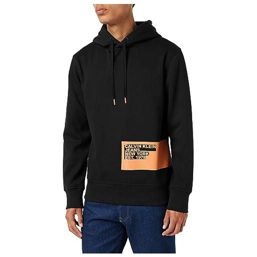 Calvin Klein Jeans stencil blocking logo hoodie j30j324102 felpe con cappuccio, nero (ck black), xl uomo
