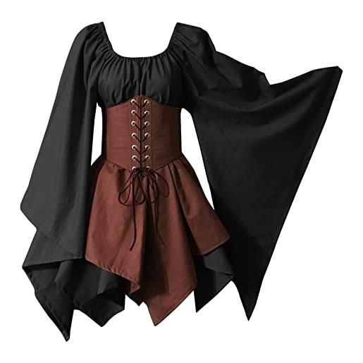 EMAlusher costumi halloween donna abiti manica lunga vestitino halloween abito da donna grandi taglie goth costumi bustino corsetto costume plissettato per riunioni di famiglia