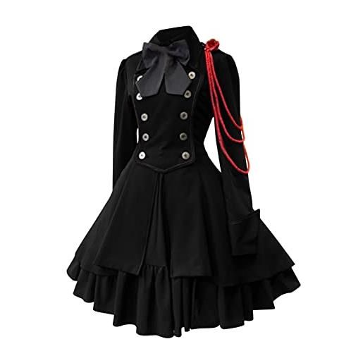 JokeLomple vestito gotico donna - stile steampunk vintage cosplay abiti con maniche svasate e corsetto vestito di lusso per halloween carnevale