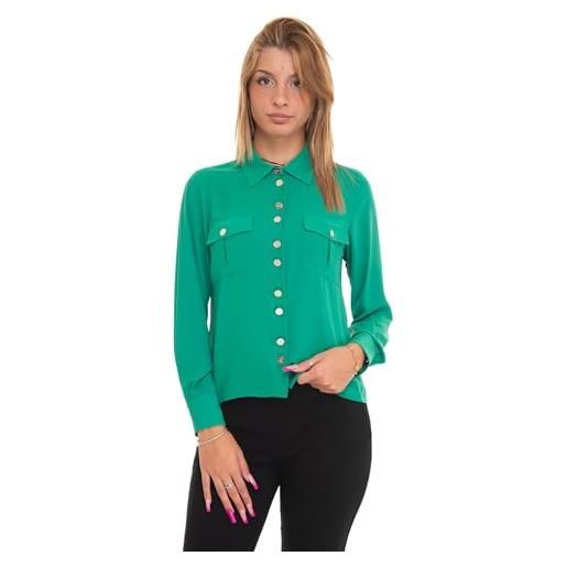 Liu Jo Jeans liu jo camicia liu jo da donna, modello con bottoni con tasche eco, colore green yuca -composizione: 100% poliestere verde green yuca