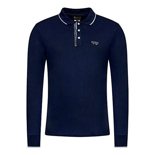 Guess polo uomo piquet manica lunga maglia t-shirt stretch pique m2yp58k7o61 taglia s colore principale blue