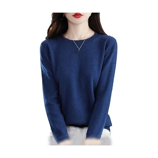 Suvoiier maglione da donna in cashmere maglioni lavorati a maglia da donna maglione pullover caldo con scollo a v invernale in lana solida blue v l