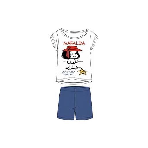 Sabor pigiama mafalda mfd6367 corto mezza manica donna in cotone jersey. Bianco, m