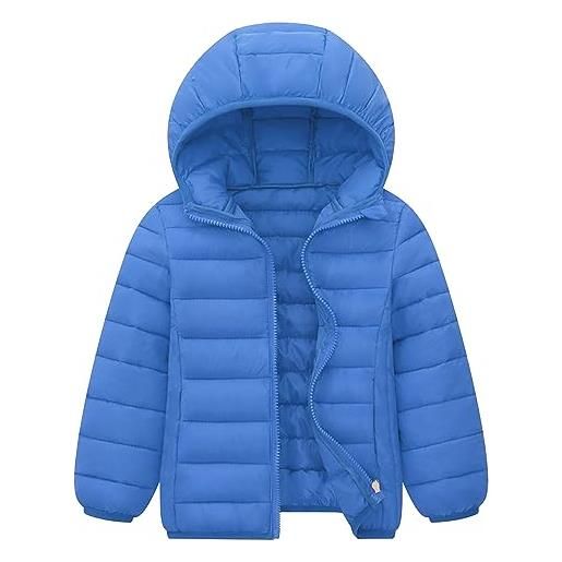 AIEOE cappotto per bambina e ragazza con cappucio e zip invernale a maniche lunghe piumino pelliccia adatto da 11-12 anni rosso