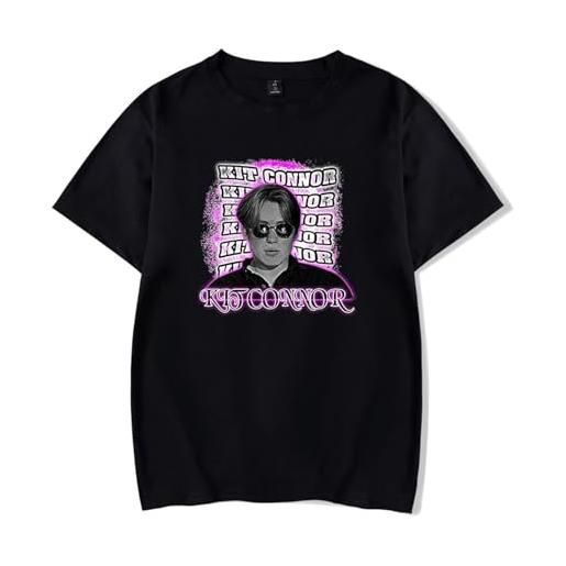 OUHZNUX t-shirt in cotone t-shirt da uomo maglietta da allenamento felpa estiva unisex hip-hop street kit connor t-shirt in cotone oversize a maniche corte con stampa grafica stampata xs-3xl-black||xs