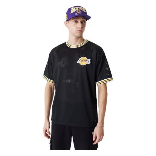 New Era nba la lakers mesh - maglietta da uomo, nero / giallo, xl