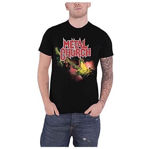 Metal Church t shirt guitar band logo heavy metal nuovo ufficiale uomo nero size s