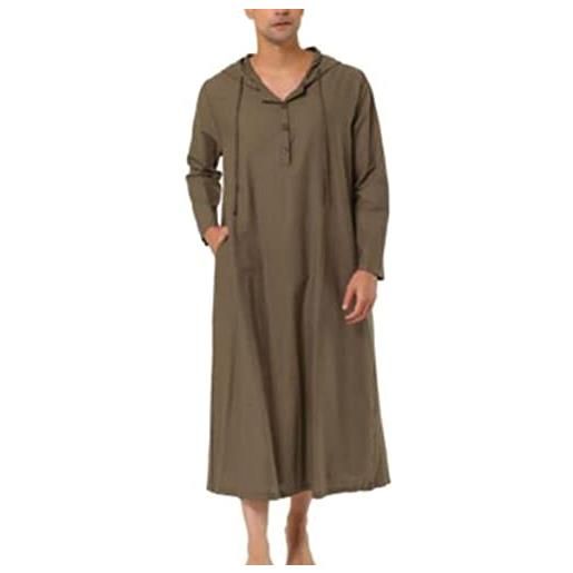 ENENEN abito musulmano sciolto da uomo con cappuccio camicia araba semplice da abito musulmano