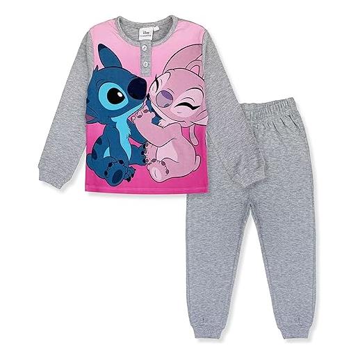 Disney pigiama lilo e stitch lungo per bambina maniche lunghe in cotone 6231
