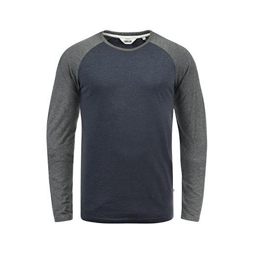 Solid bastien - maglie a manica lunga da uomo, taglia: l, colore: grey melange (8236)