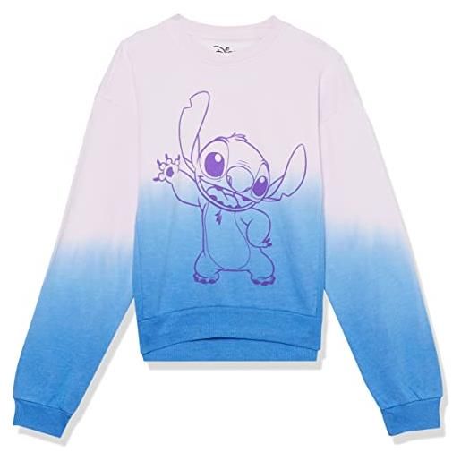 Disney lilo & stitch-felpa a immersione con colorazione batik maglia di tuta, rosa/blu, m donna