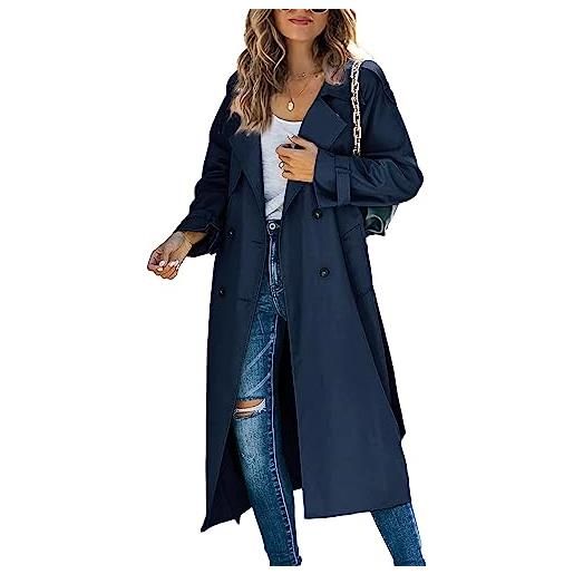 shownicer cappotto donna elegante giacca trenchcoat doppiopetto lungo cappotto classico antivento giacca con bottoni casual jacket lapel cappotto coat outwear autunno e inverno b cachi l