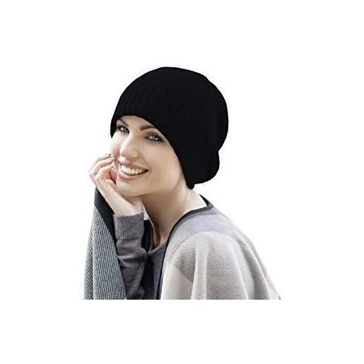 MASUMI cappelli a maglia per donna in pile da donna linea con teschio, morbidi cappelli invernali per donna unisex caldi cappelli da donna, grigio, etichettalia unica