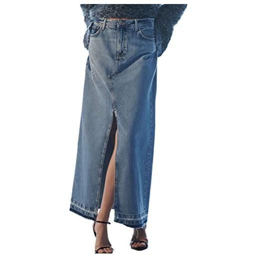 Osheoiso gonna donna casual vita alta jeans gonna con slit gonna lunga matita gonna jeans elegante vintage gonna con bottoni midi gonne bodycon estate b4 blu scuro m