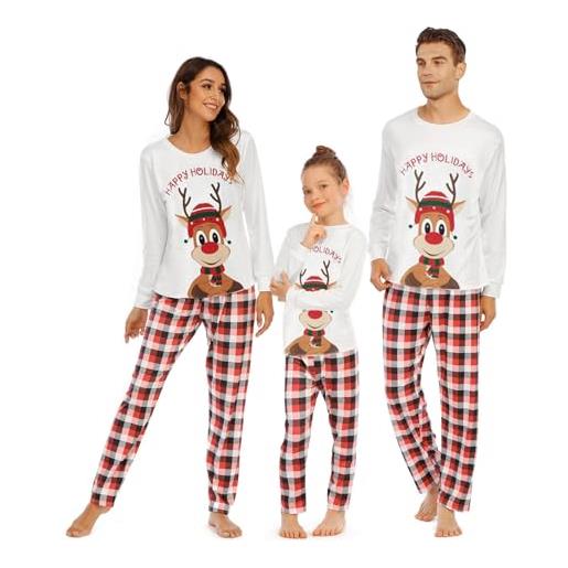 Cherisele set pigiama natalizio abbinato alla famiglia pigiama natalizio due pezzi top manica lunga babbo alci e pantaloni lunghi set per adulto donna famiglia coppie(donna, l)