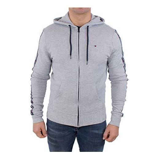 Tommy Hilfiger felpa con cappuccio e zip uomo cerniera, grigio (grey heather), m