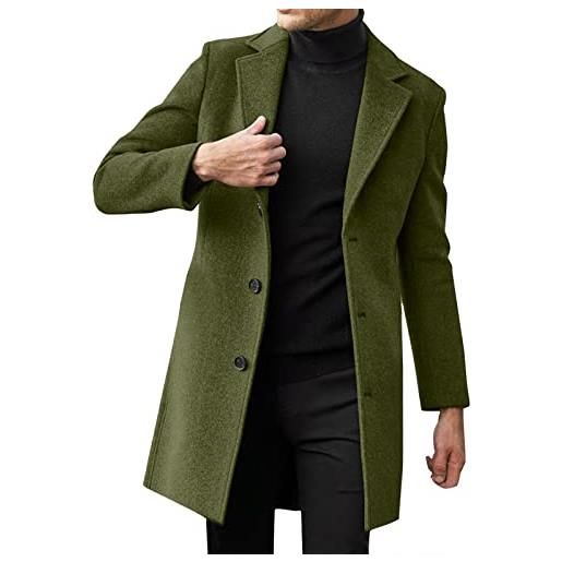 BOTCAM meinecke - cappotto invernale sottile da uomo, con collo a risvolto, a maniche lunghe, imbottito, vintage, in pelle di pecora, da uomo, colore: verde oliva, verde, xl