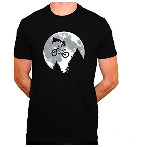 Sergent Tobogo maglietta e. T. Le hero du film di spielberg - maglietta da uomo, motivo: faisant du bmx al clair de lune, colore: nero nero l