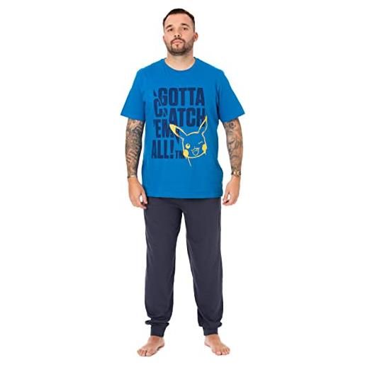 Pokemon pikachu pigiama da uomo | character lounge pantaloni e t-shirt blu pj set | devo prenderli tutti | abbigliamento da notte regali per lui fan merchandise