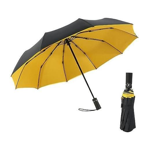 NOGRAX ombrello automatico pieghevole ombrello unisex doppio strato antivento automatico business semplice ombreggiatura pioggia parasole grande soleggiato, yt02 a giallo, a