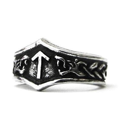 Asgard anello unisex in peltro, vichingo, regolabile, runico e base metal, 56 (17.8), cod. Ar006-ar029 (t - tiwaz)