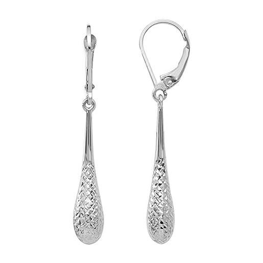 LeCalla orecchini pendenti da donna in argento sterling 925 con chiusura a monachella, leggeri, a goccia, argento, diamante