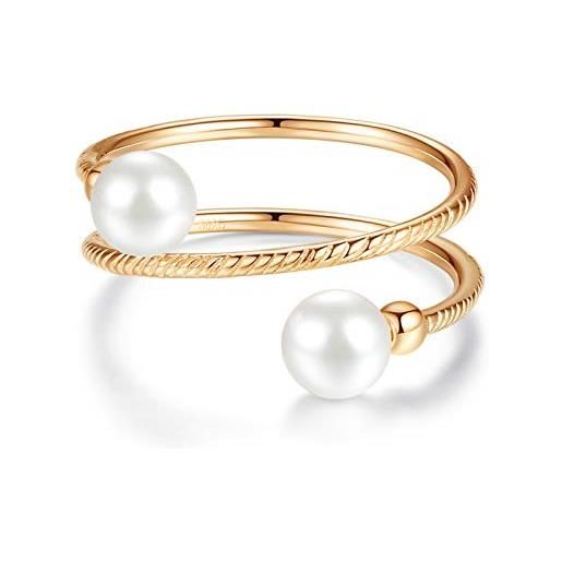 VIKI LYNN - anello a spirale in argento sterling 925 con perla a spirale, per donne e ragazze e argento, 56 (17.8), colore: oro, cod. Aqer003019