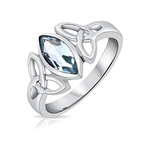 DTPsilver® anello nodo donna argento 925 - anello celtico argento 925 e topazio - anello con pietra semi preziosa - anello blu topazio