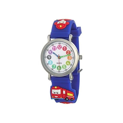 CHAOTECHY orologio da polso per bambini per ragazze e ragazzi, facile da leggere per imparare a leggere l'orologio, veicolo dei pompieri. , cinghia