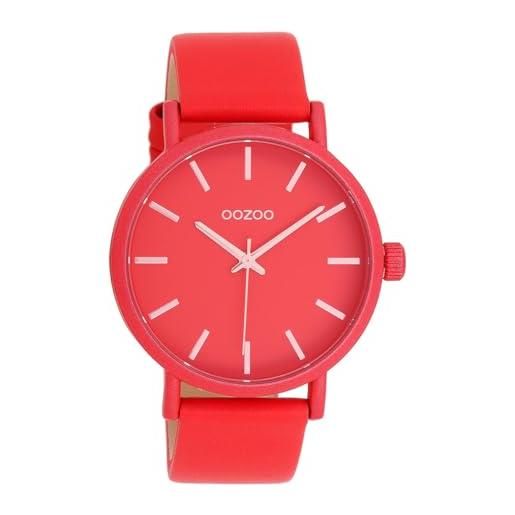 Oozoo orologio da donna con cinturino in pelle color line, diametro 42 mm, colore: rosso