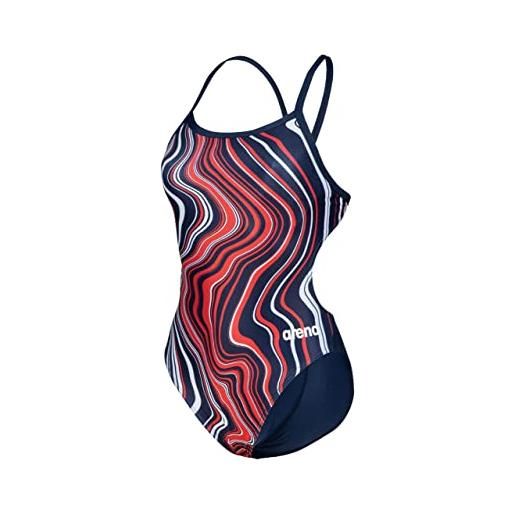 ARENA women's swimsuit challenge back marbled, intero donna, navy-red multi, 32