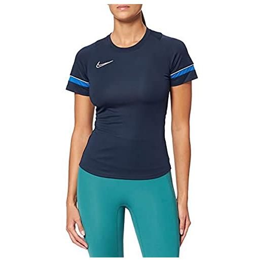 Nike academy 21 - maglietta da donna, donna, t-shirt, cv2627-453, ossidiana/bianco/blu/bianco, l