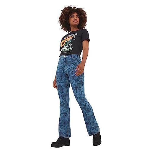 Joe Browns floral printed sustainable denim bootcut jeans, blue, 48 donna