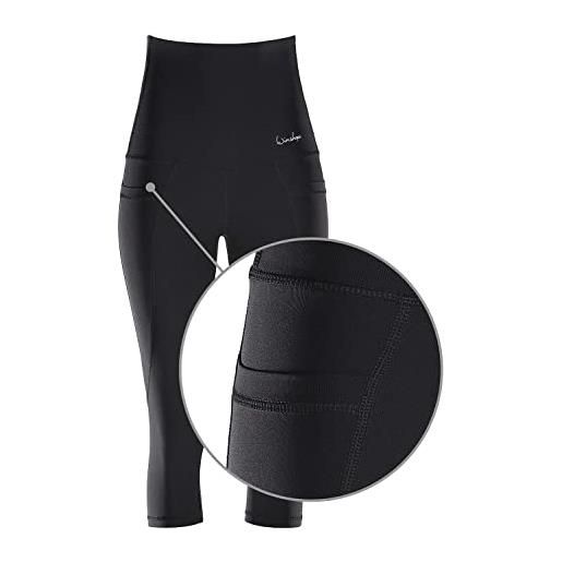 WINSHAPE hwl214-pantaloni funzionali da donna a 3/4 leggings, nero, m