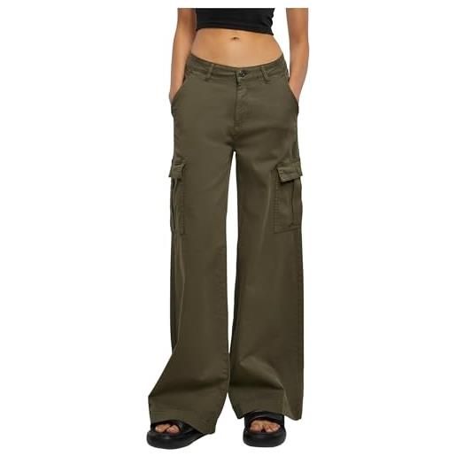 Urban Classics pantaloni cargo da donna a vita alta e ampia, in twill, sabbia, w26