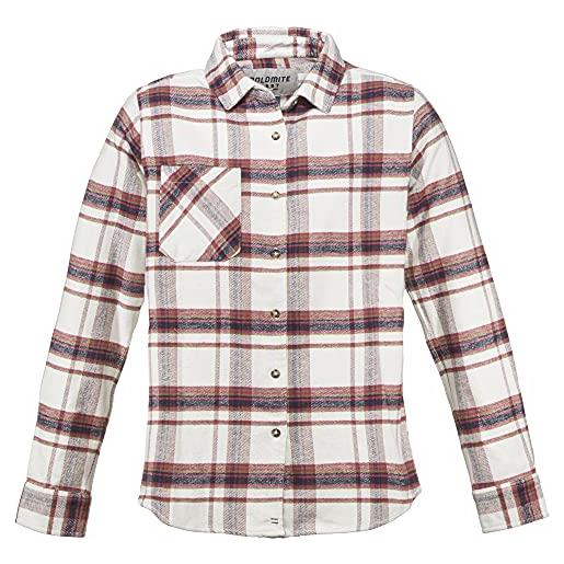 Dolomite camisa ws flanell check camicia formale, latte beige/sorbet pink, m donna