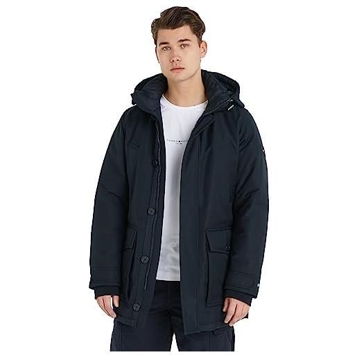 Tommy Hilfiger parka uomo non fur down parka invernale, nero (black), xxl