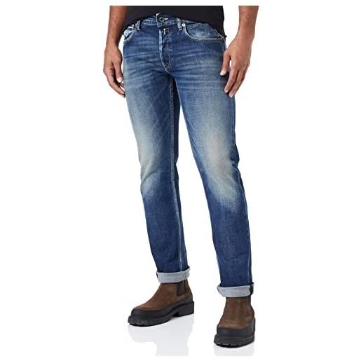 Replay grover jeans, 007 blu scuro, 30w x 32l uomo