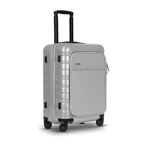 ETERNITIVE - valigia piccola i valigia bagaglio in policarbonato i dimensioni: 54 x 37 x 25 cm i trolley bagaglio a mano con serratura a impronte digitali i ruote a 360° i colore: grigio argento