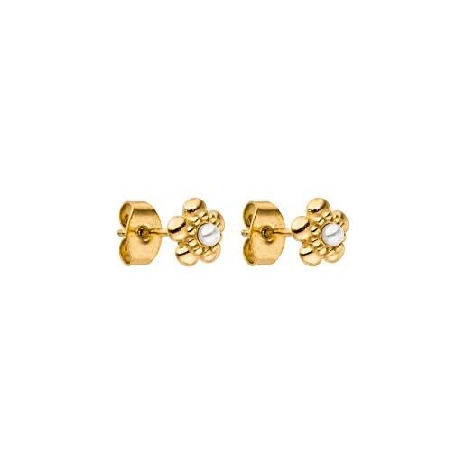 Purelei® shiny bloom orecchini (oro), orecchini impermeabili per donne e ragazze, orecchini in acciaio inox a forma di fiore con perla, regalo per donne e figlie, acciaio inossidabile